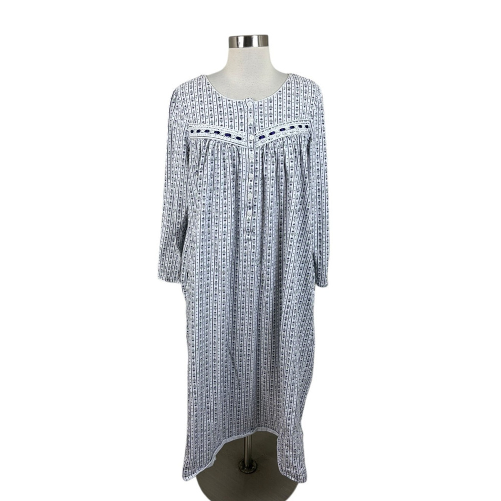 Lanz Of Salzburg Floral Hearts Purple Long Modest Nightgown Size S Cotton Knit